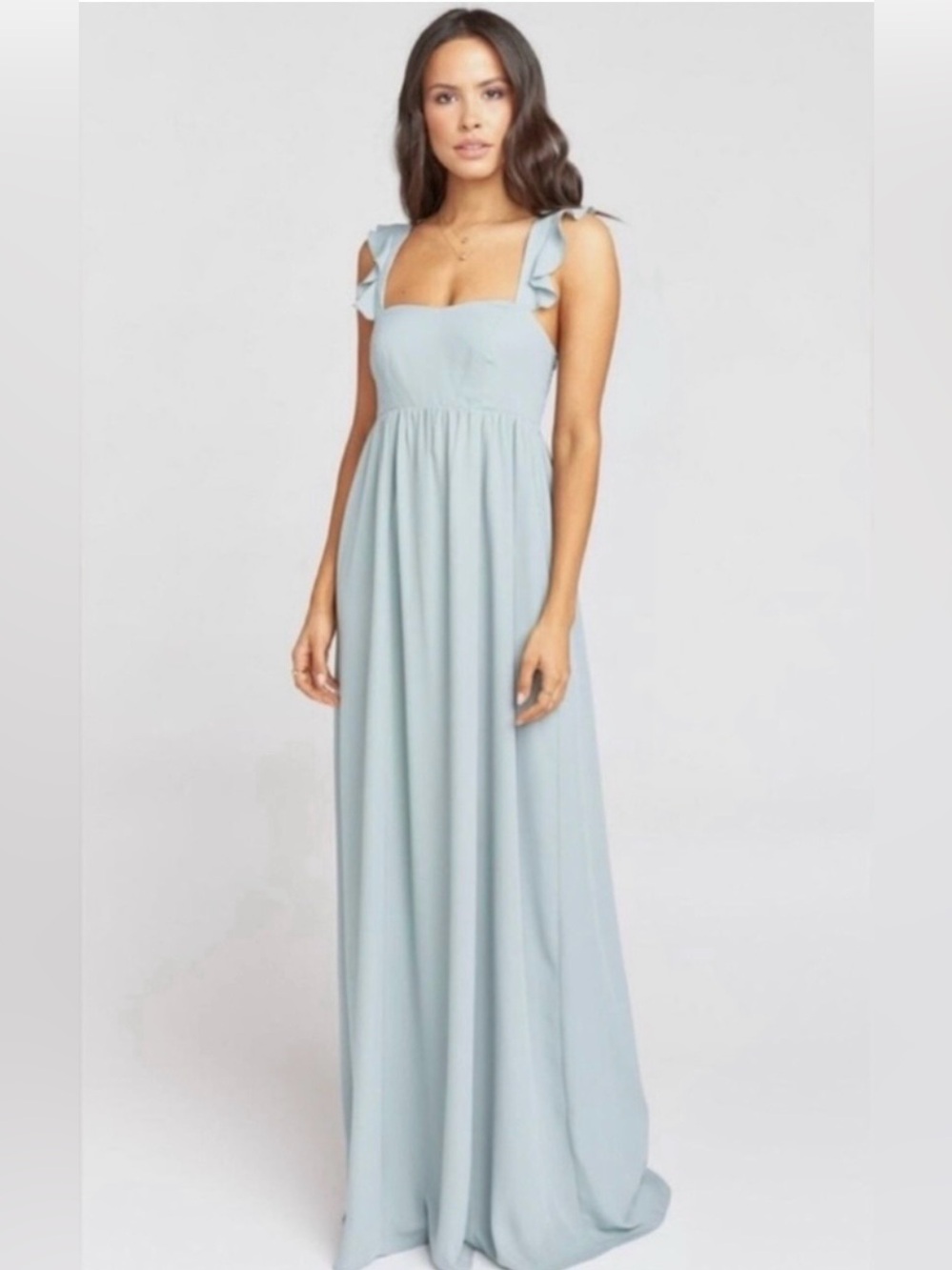 Show Me Your Mumu Baby Blue June Maxi Dress Chiffon Wedding Bridesmaid Ruffle